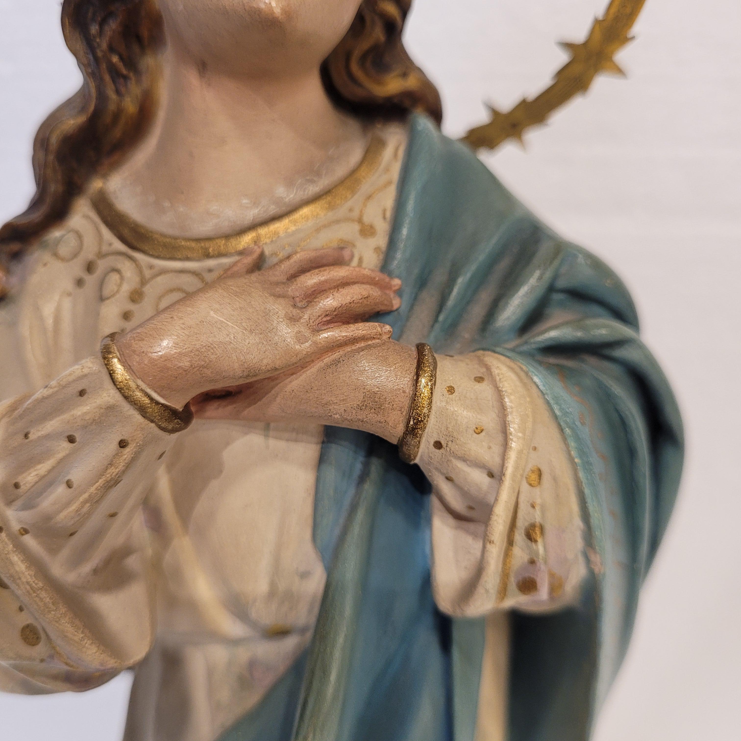 Scultura barocca della Vergine Maria, Immacolata Concezione, Scuola di Olot, Ca in vendita 5