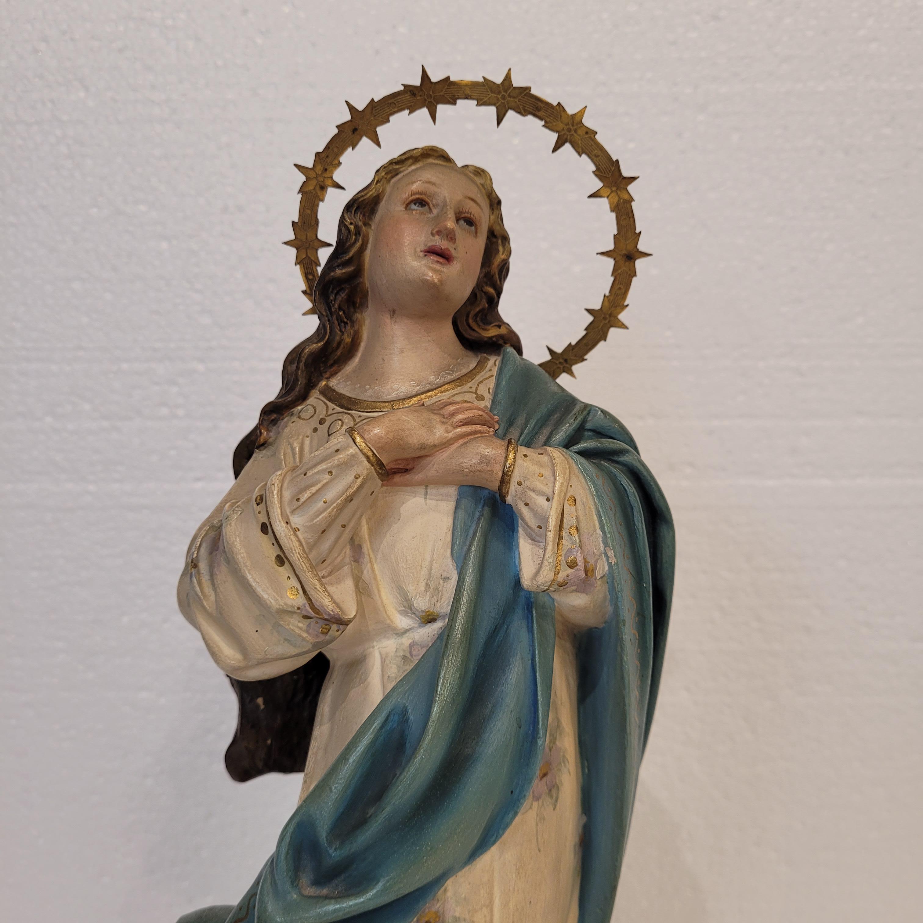 Scultura barocca della Vergine Maria, Immacolata Concezione, Scuola di Olot, Ca In condizioni buone in vendita a Valladolid, ES