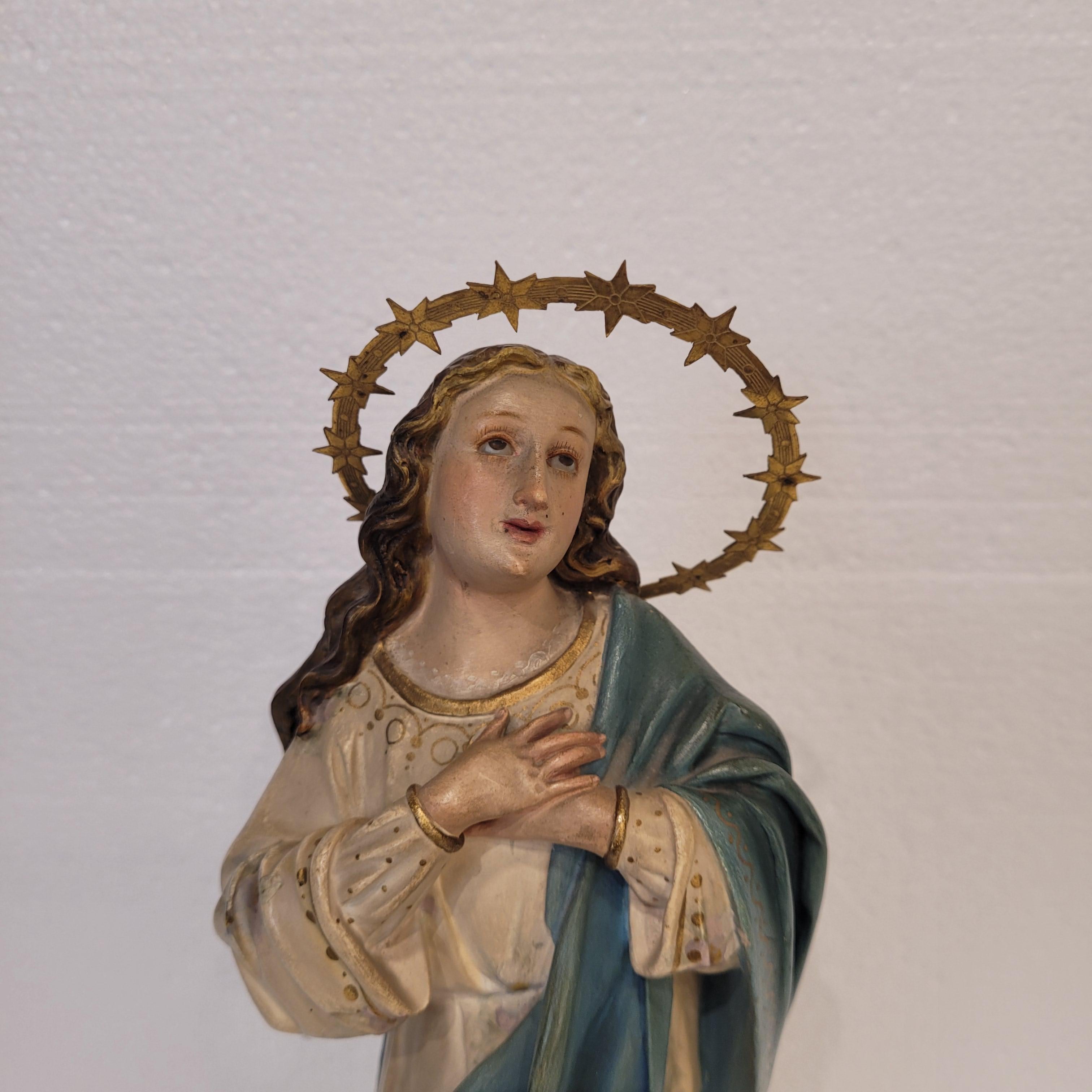 Inizio XX secolo Scultura barocca della Vergine Maria, Immacolata Concezione, Scuola di Olot, Ca in vendita