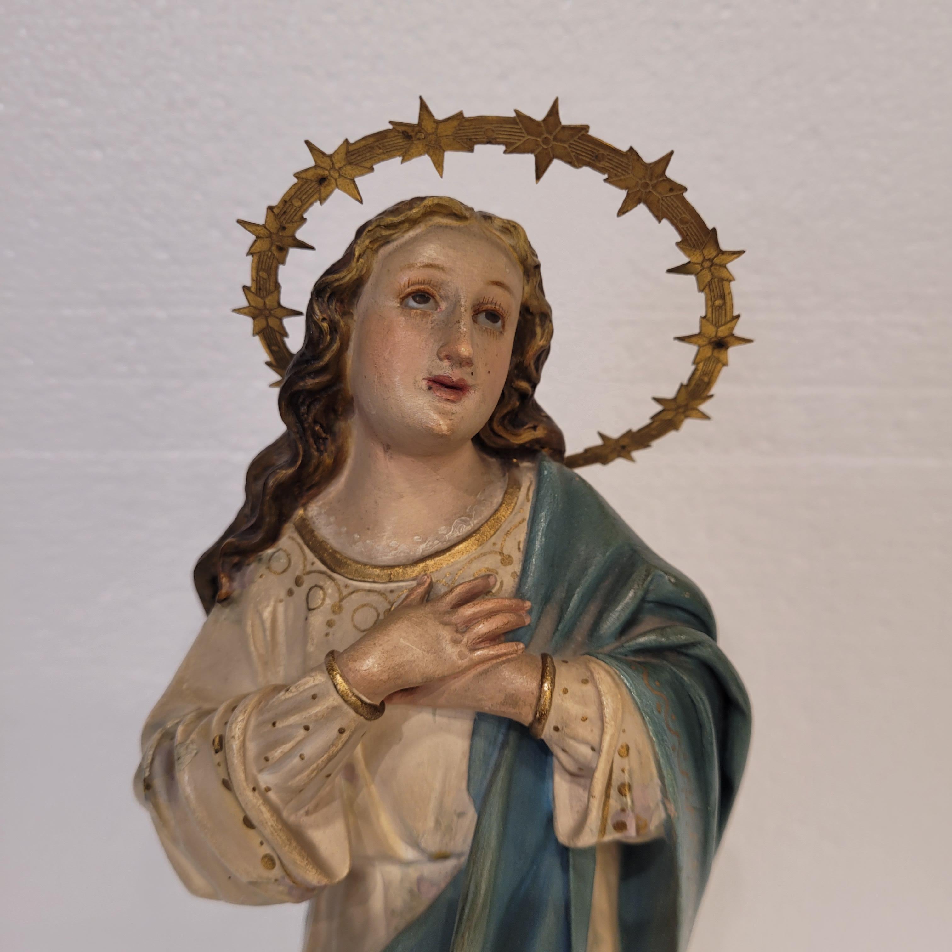 Tessuto Scultura barocca della Vergine Maria, Immacolata Concezione, Scuola di Olot, Ca in vendita