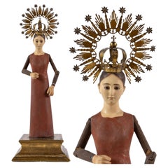 Baroque sculpture of the Virgin with a crown in wood, Spain