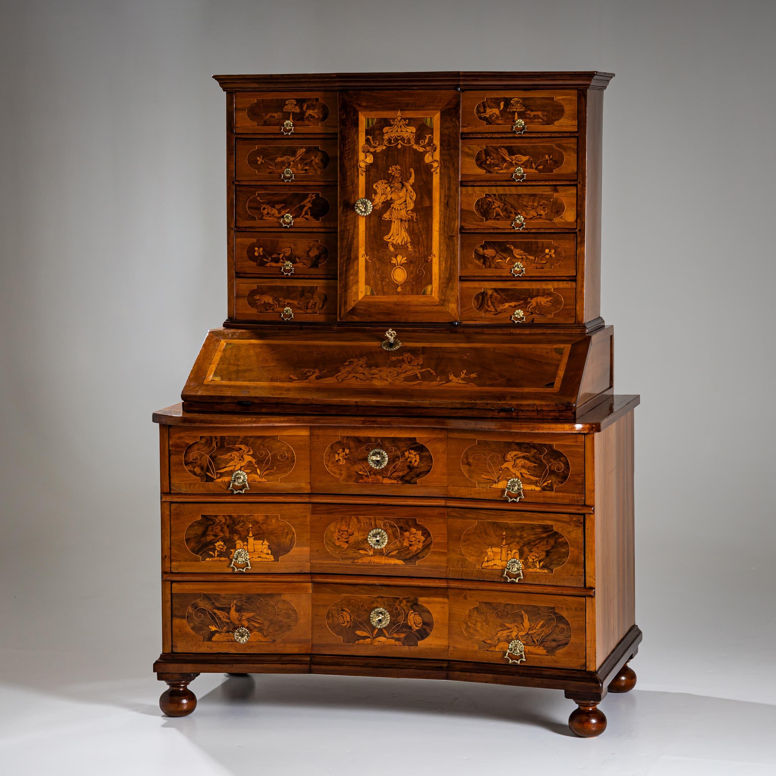 Impressive Baroque secretary in three sections (