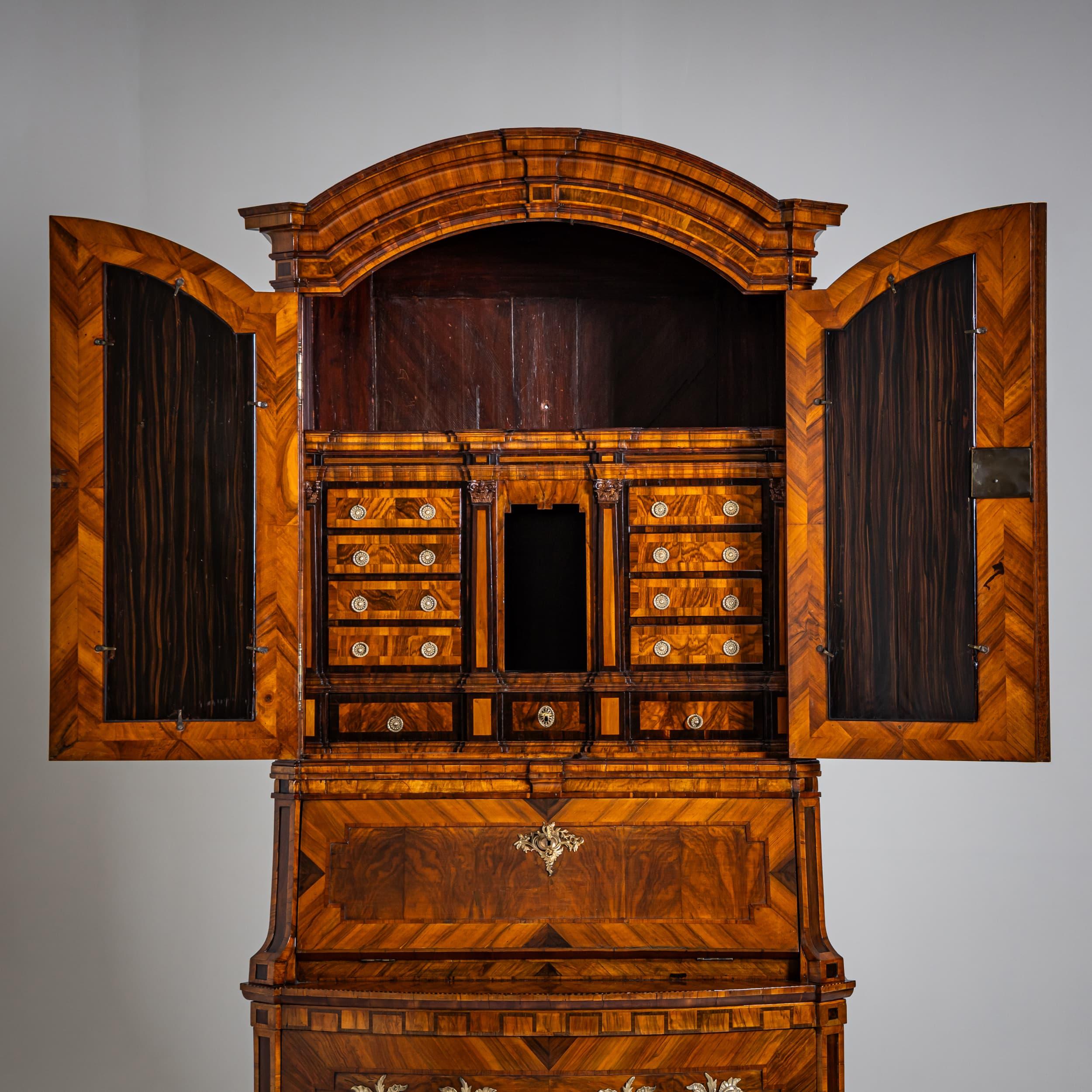 Veneer Baroque Secretary, Dresden, Mid-18th Century For Sale