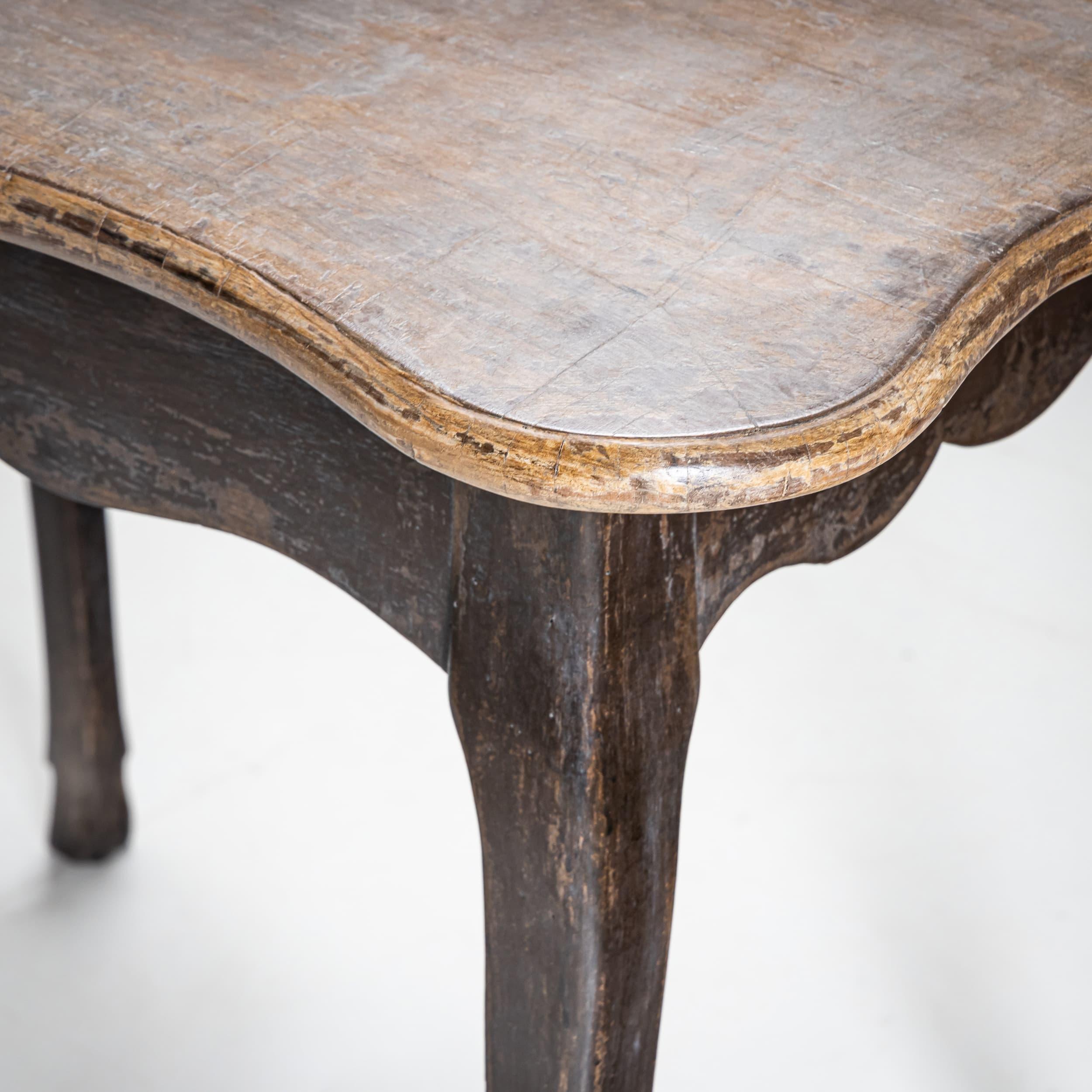 Hand-Painted Baroque Side Table in Gray, 18th Century For Sale