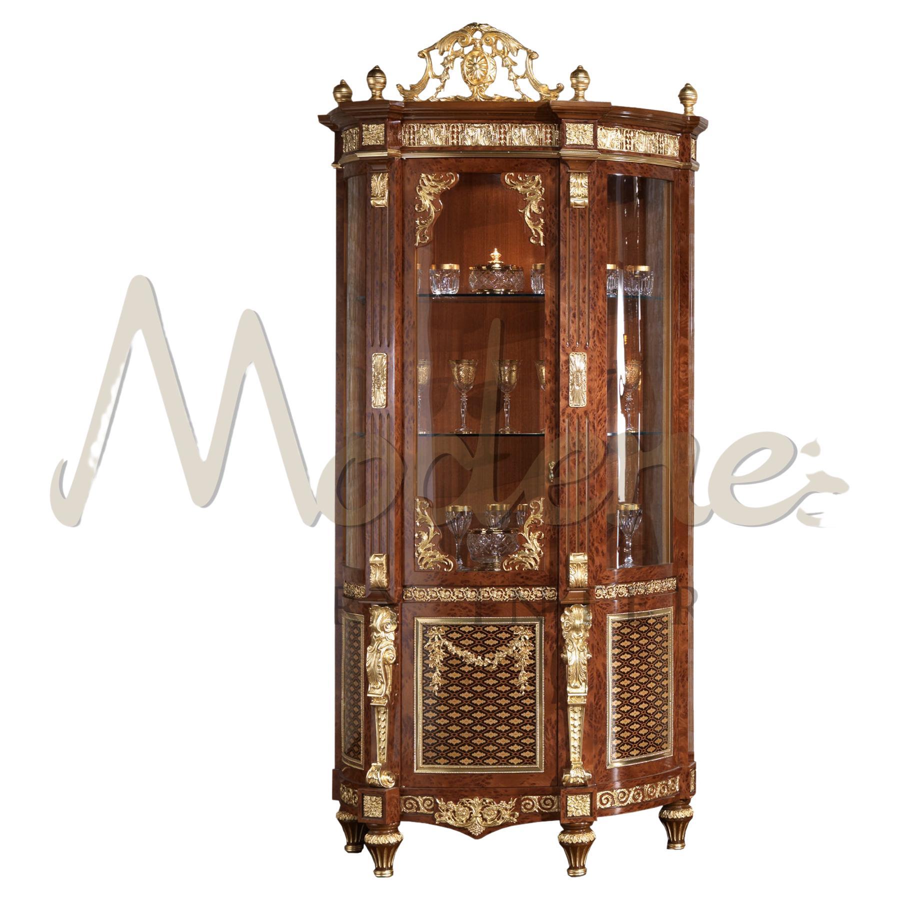 Exceptional Italian furniture, a unique and exclusive piece of coin cabinet from Modenese Interiors Luxury production. Its dramatic use of veneers from elm, walnut and maple gives the right contrast to the natural finishing of this item, which is
