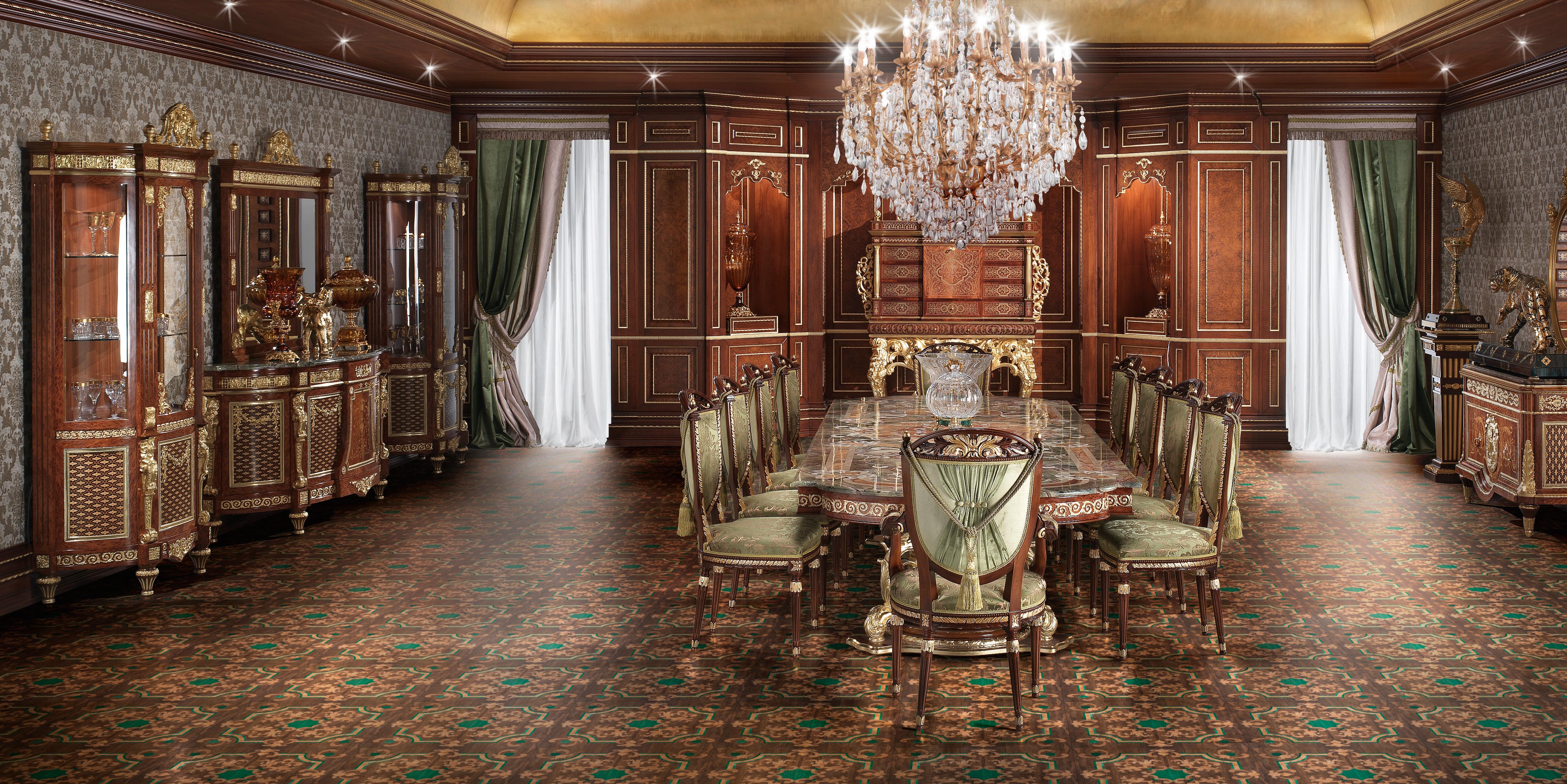 Barocke Barock-Beistellvitrine mit Furnier und Blattgolddetails von Modenese Luxury (Italienisch) im Angebot