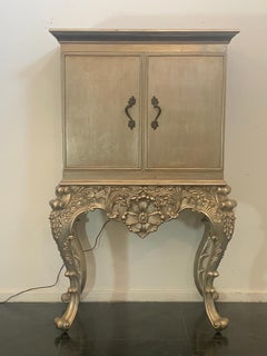Baroque Silver Effect Base Eclectic Bar Cabinet, 1980s