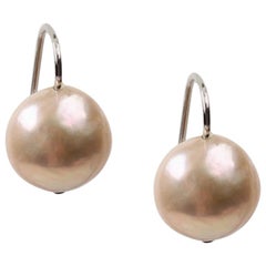 Baroque silver rose pearl earrings