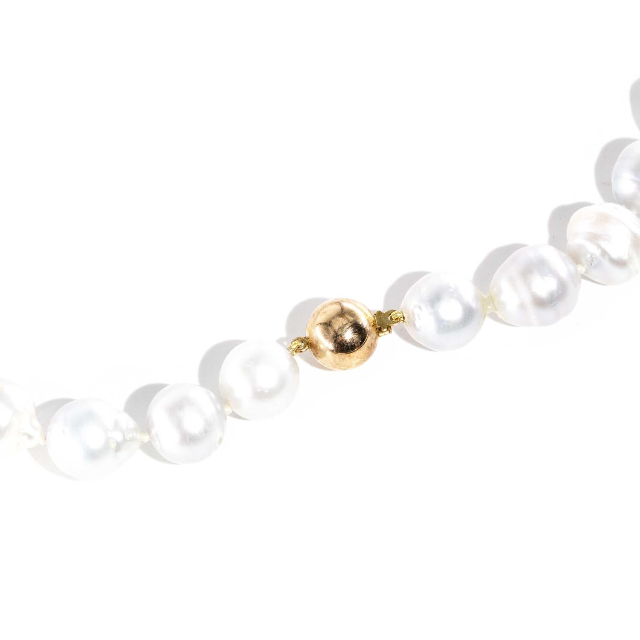 Baroque Silverish South Sea Pearl Strand Necklace & 9 Carat Yellow Gold Clasp 1