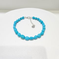 Baroque Sleeping Beauty Turquoise Bracelet in 925 Sterling Silver – 6mm 16.5cm