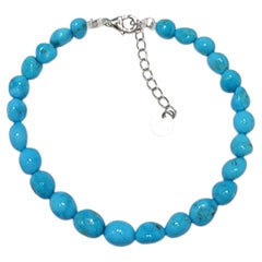 Baroque Sleeping Beauty Turquoise Bracelet in 925 Sterling Silver – 6mm 16.5cm