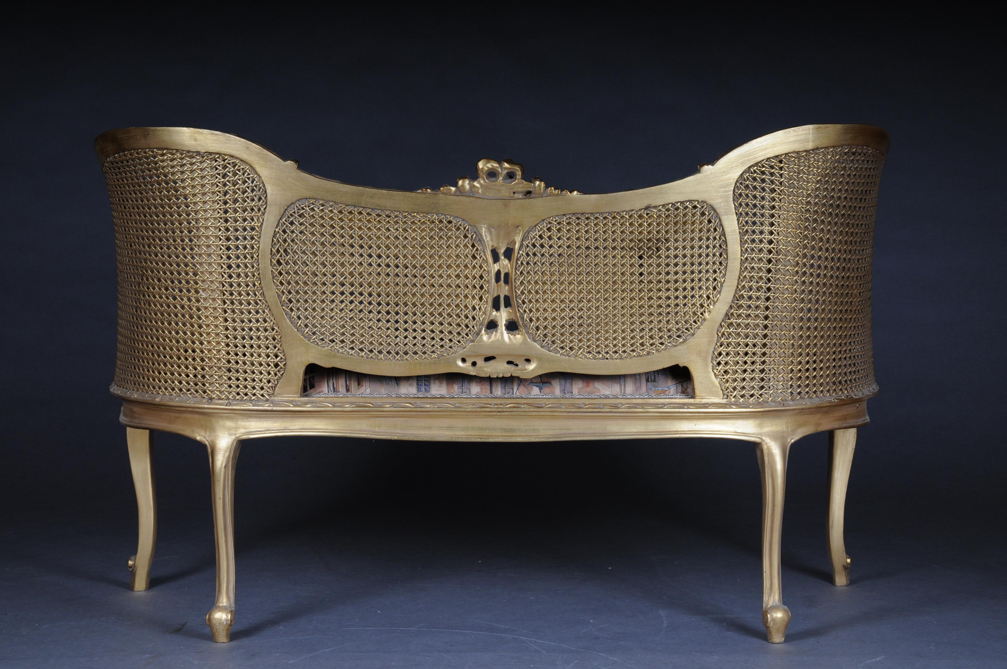 Canapé baroque en tissu de tapisserie avec canapé à assise Louis XV en vente 3