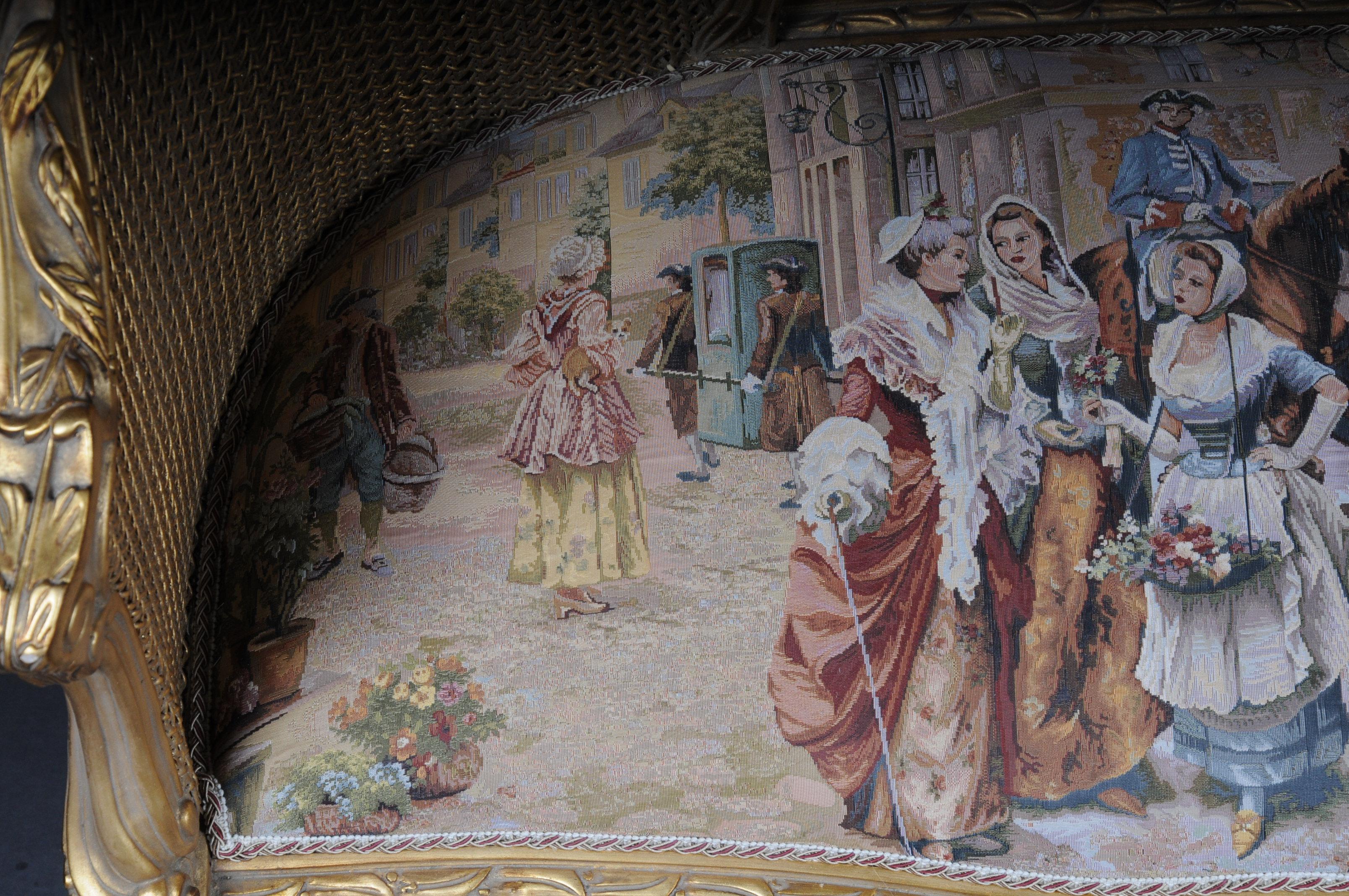 Canapé baroque en tissu de tapisserie avec canapé à assise Louis XV en vente 5