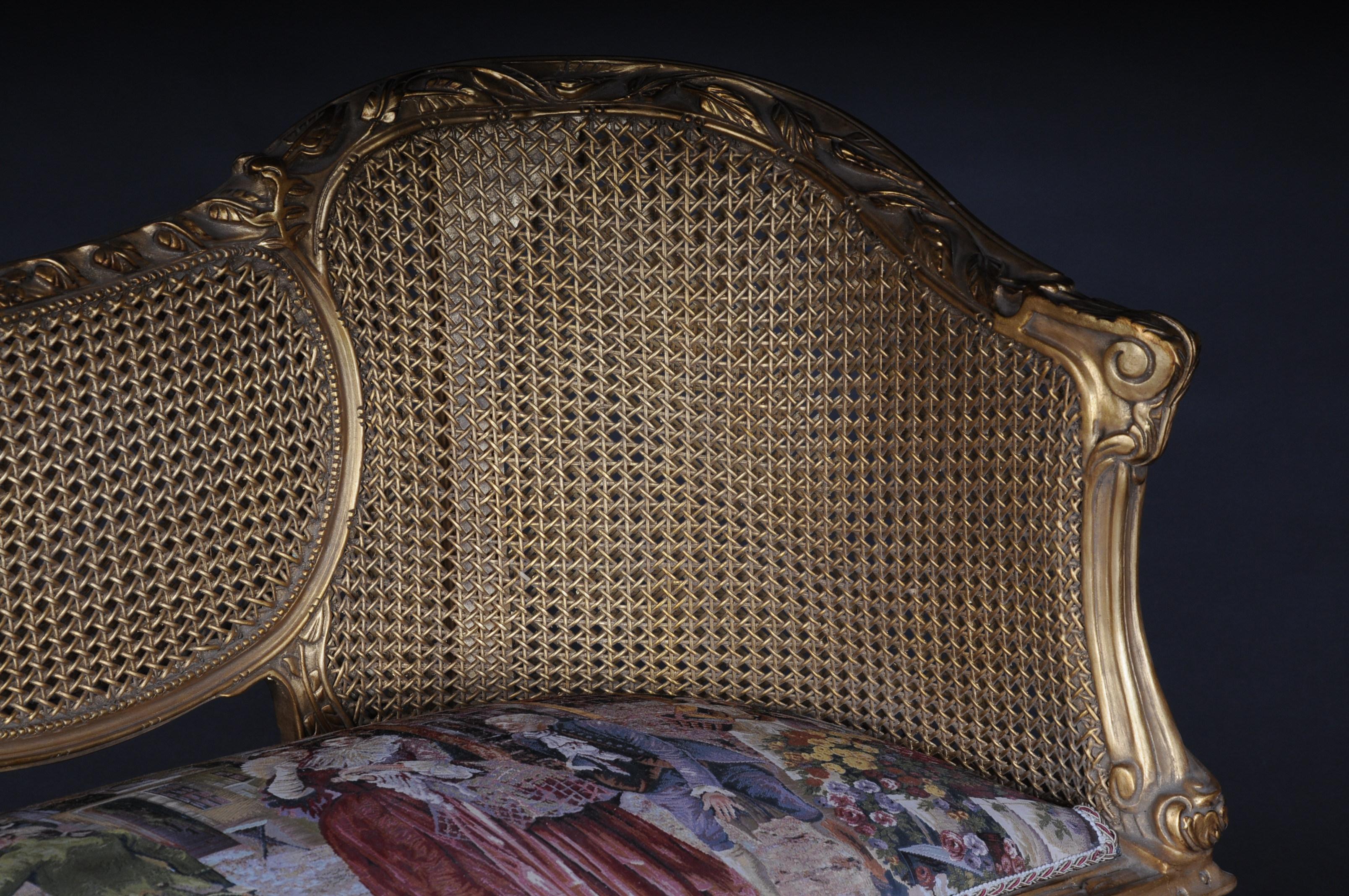Hêtre Canapé baroque en tissu de tapisserie avec canapé à assise Louis XV en vente
