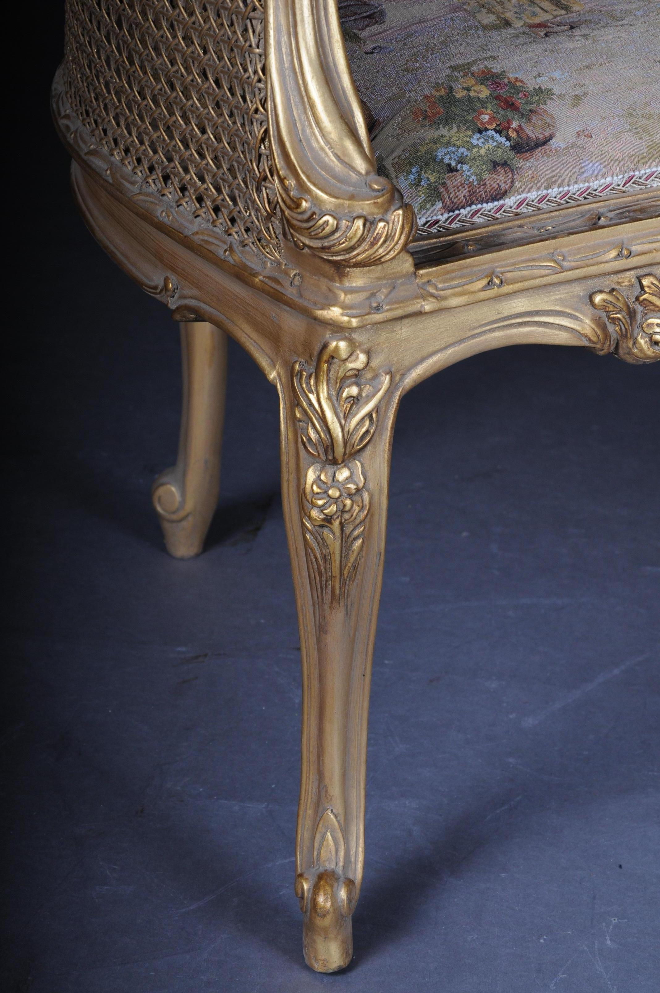 Canapé baroque en tissu de tapisserie avec canapé à assise Louis XV en vente 1