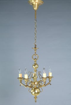 Baroque Solid Brass 5 Light Chandelier Florals Swirls Design