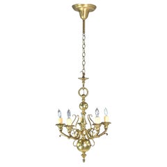 Baroque Solid Brass 5 Light Chandelier Florals Swirls Design
