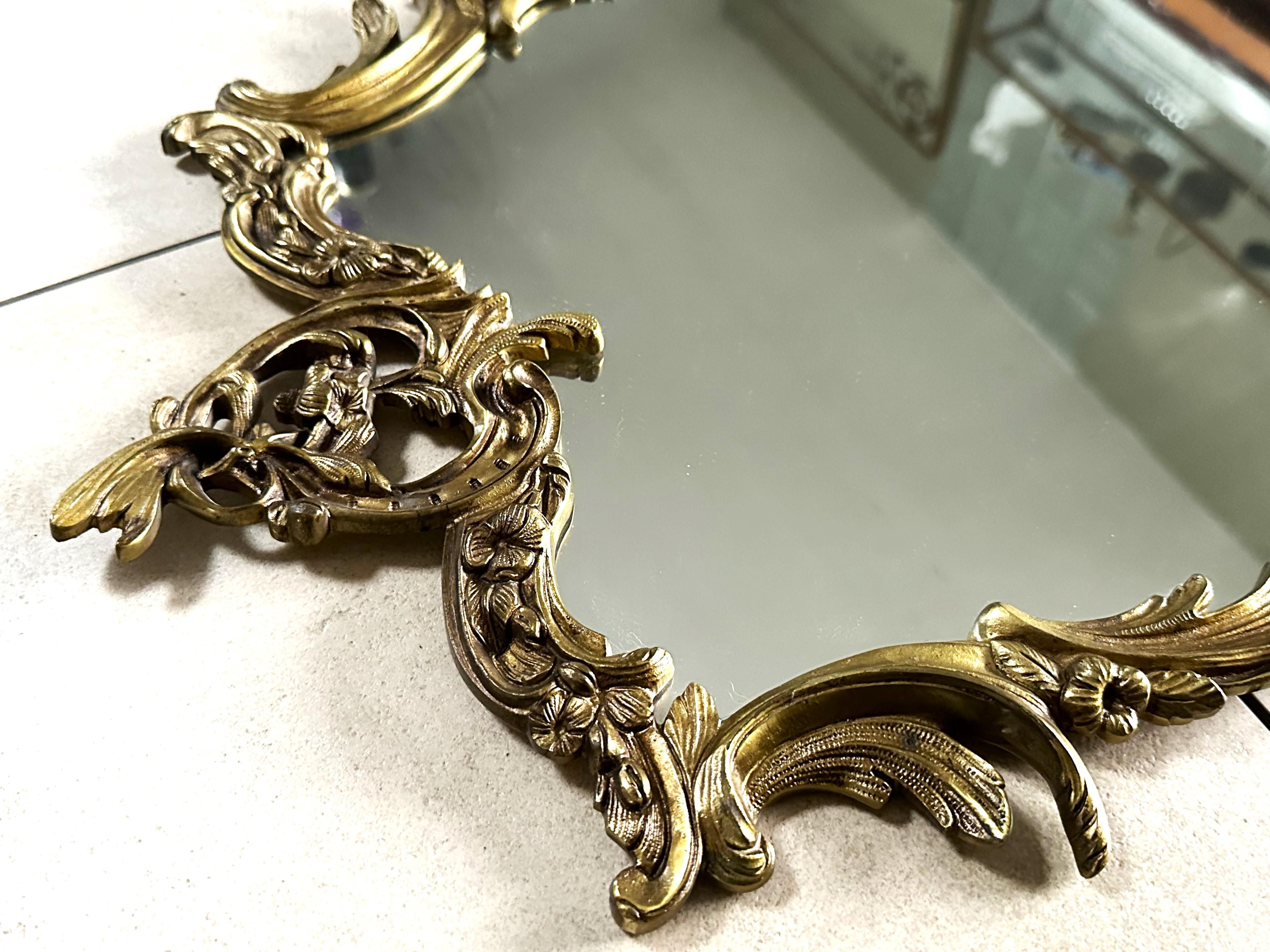 Barock massiv Messing Spiegel Stil Louis XV, Frankreich im Angebot 5