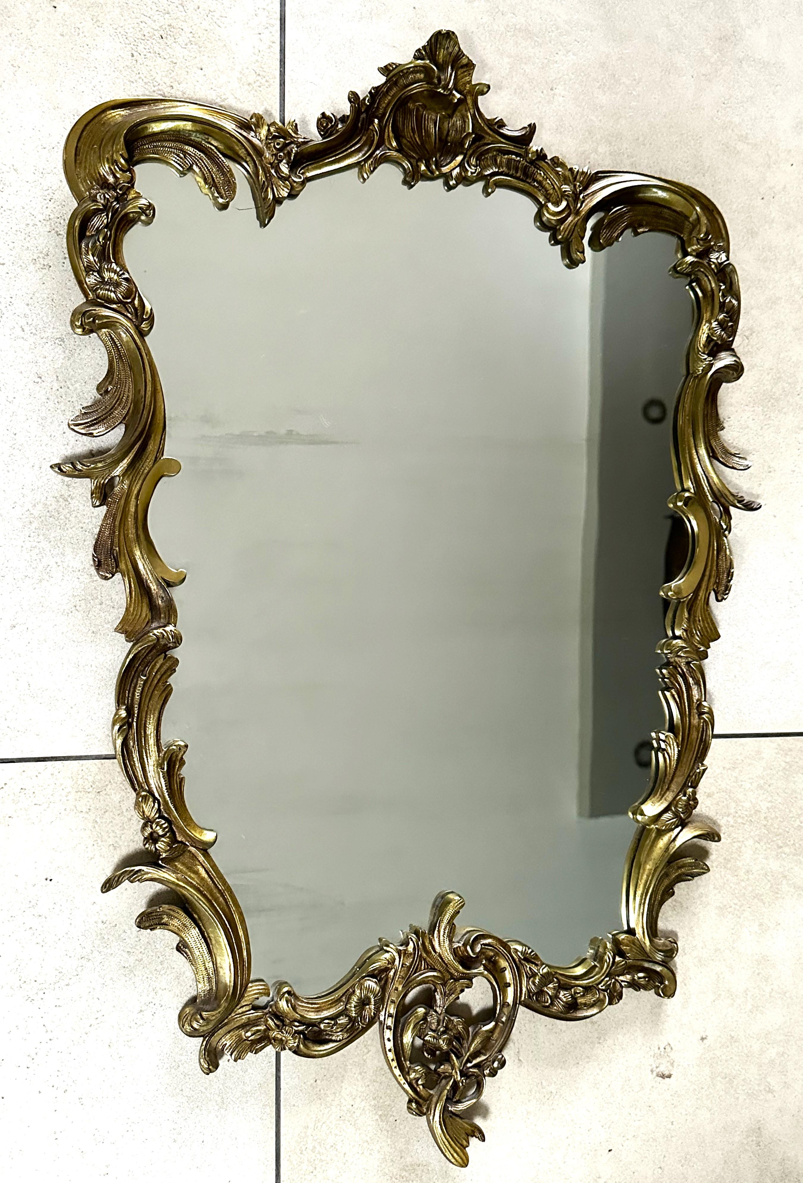 Barock massiv Messing Spiegel Stil Louis XV, Frankreich im Angebot 7