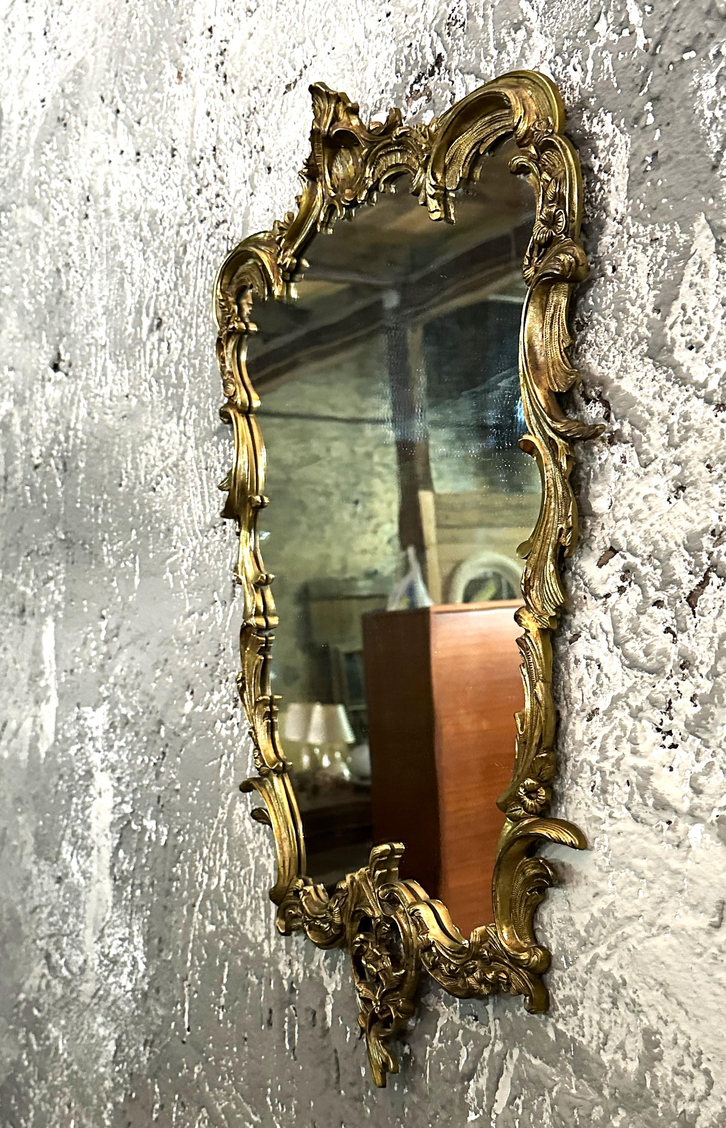 Baroque solid Brass Mirror style Louis XV, France In Good Condition For Sale In Saarbruecken, DE