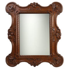 Baroque solid oak carved Wall Mirror, Belgium ca 1900
