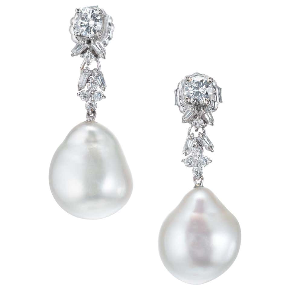 Diamond, Pearl and Antique Dangle Earrings - 7,884 For Sale at 1stdibs ...