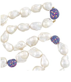 Baroque South Sea Cultured Pearl, Sapphire, Ruby and Colored Necklace