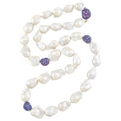 Baroque South Sea Cultured Pearl, Sapphire, Ruby and Colored Necklace