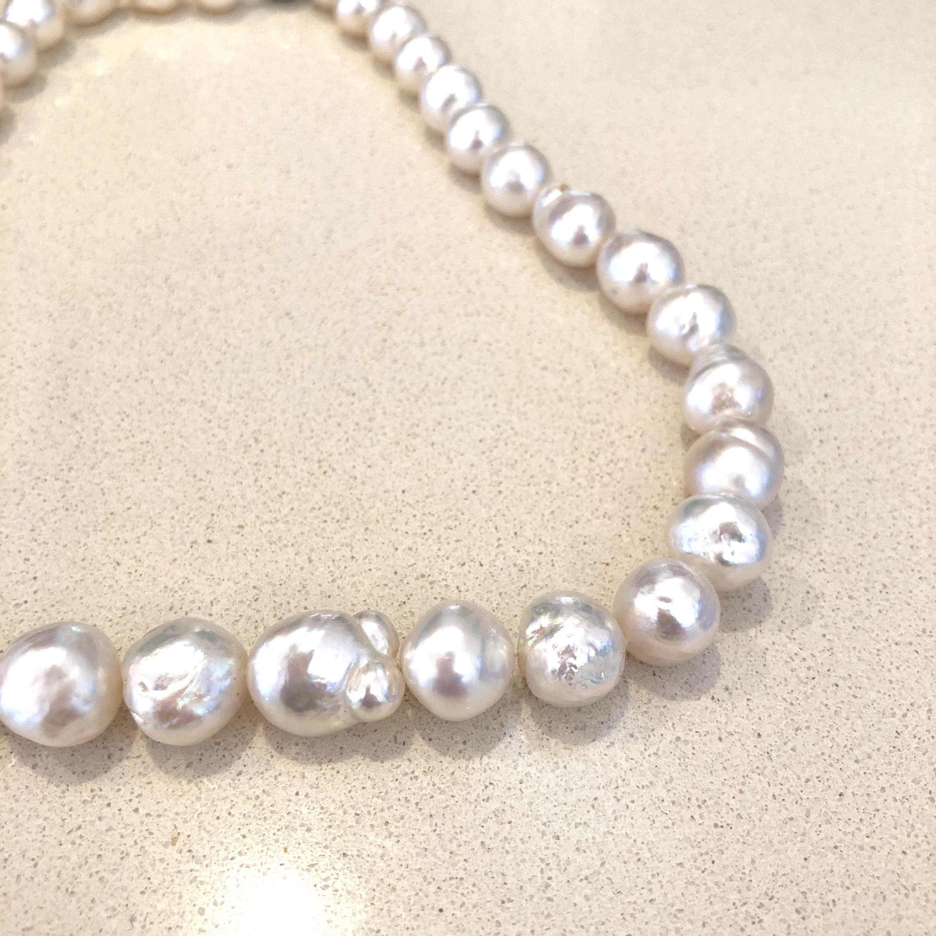 Baroque South Sea Pearl 18 Carat White Gold Necklace In New Condition For Sale In Brisbane, QLD