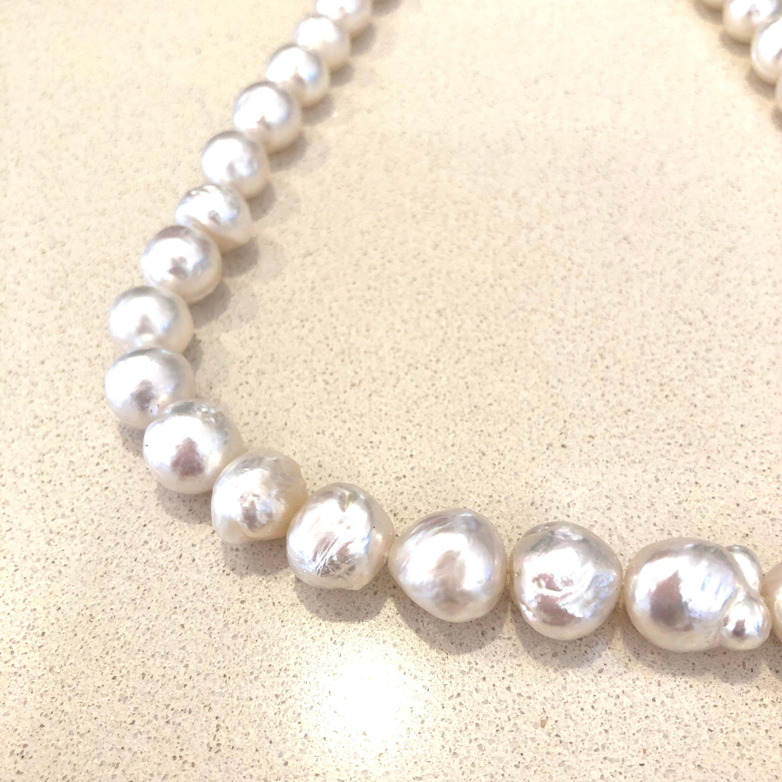 Women's Baroque South Sea Pearl 18 Carat White Gold Necklace For Sale