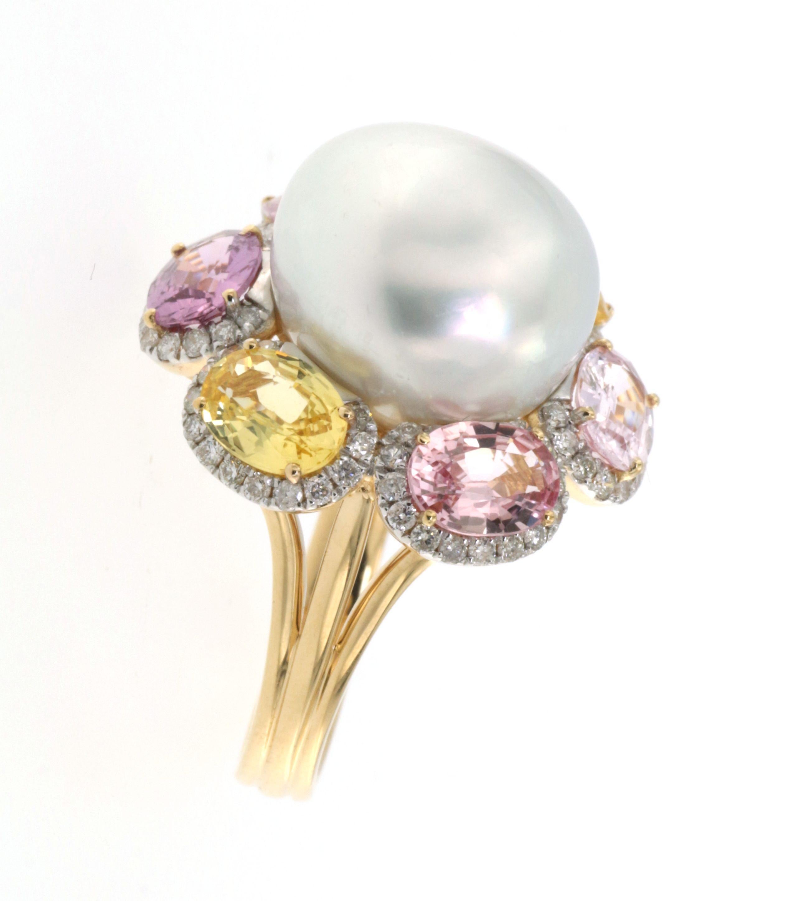 mutli-coloured pearl ring