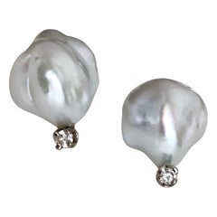 Baroque South Sea Pearl Diamond Stud Earrings Baroque South Sea Pearl Diamond Stud Earrings