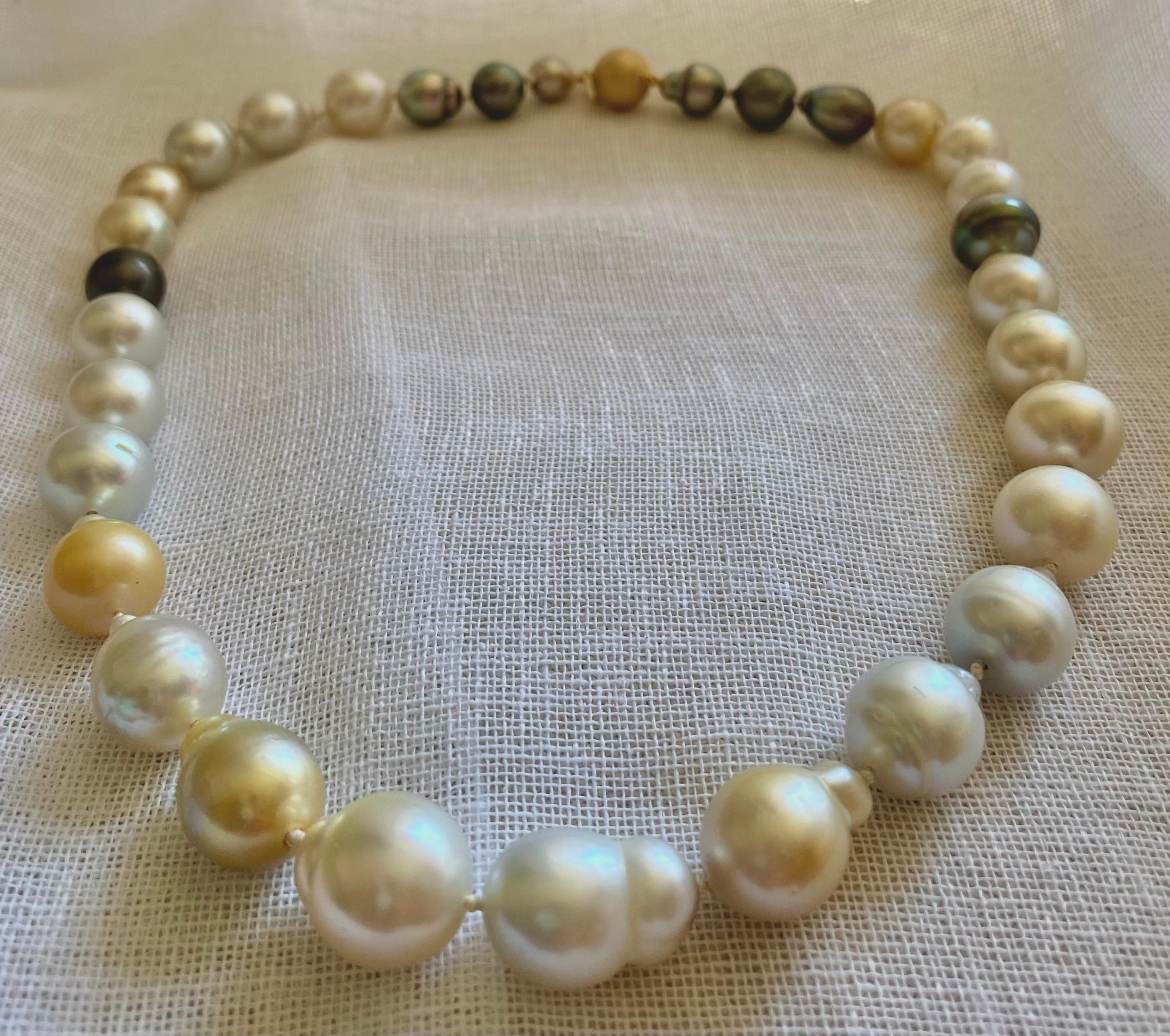 Baroque South Sea Pearl Gold Necklace 20 Inch For Sale 5