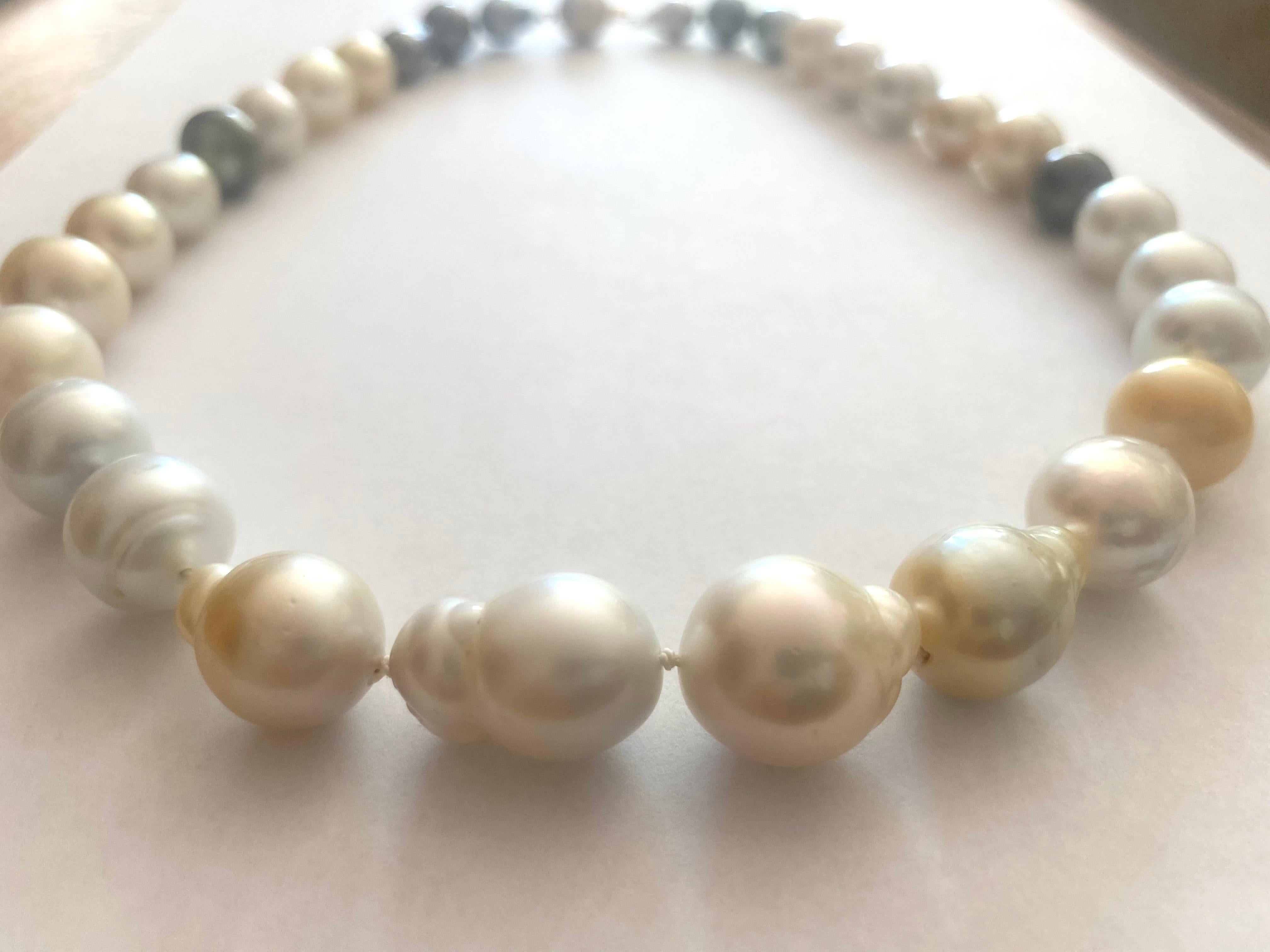 Baroque South Sea Pearl Gold Necklace 20 Inch For Sale 6