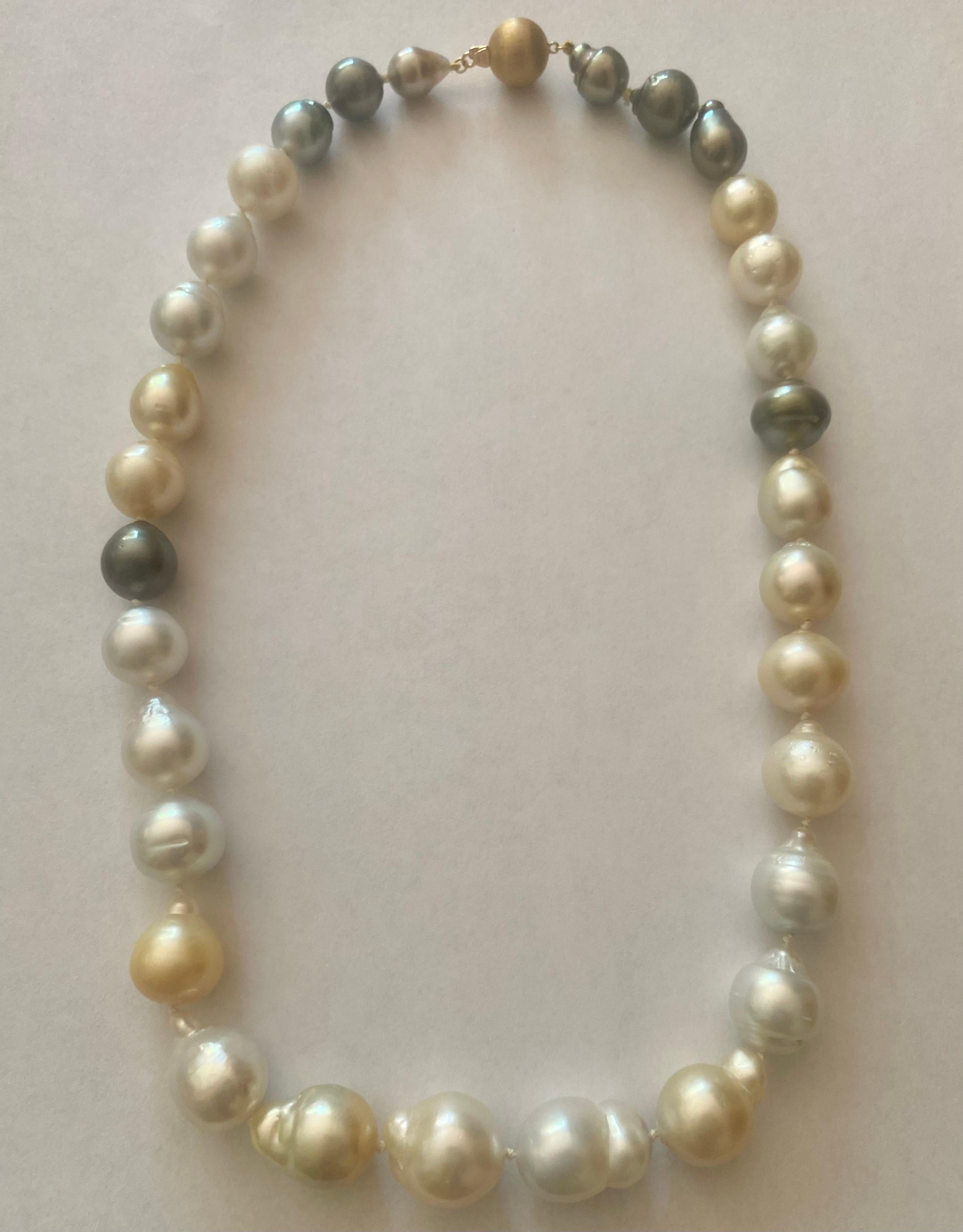 Barocke Südseeperlen-Halskette aus Gold 20 Zoll Damen im Angebot