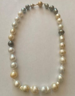 South Sea Baroque Pearl Necklace 20" Yellow Gold Clasp