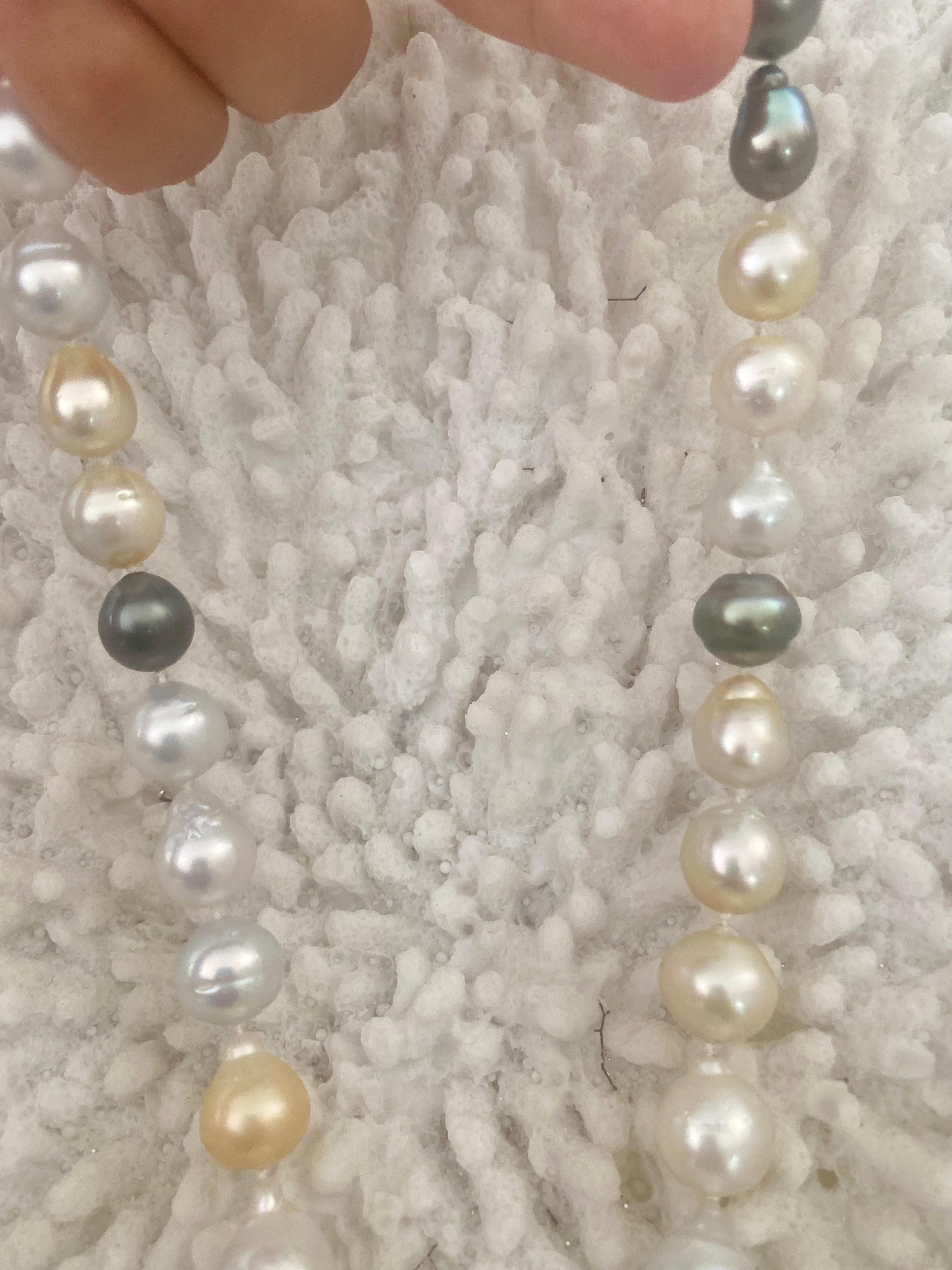 Baroque South Sea Pearl Gold Necklace 20 Inch For Sale 3