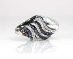 Baroque South Sea Pearl Ring with Natural Diamonds & Rubies.