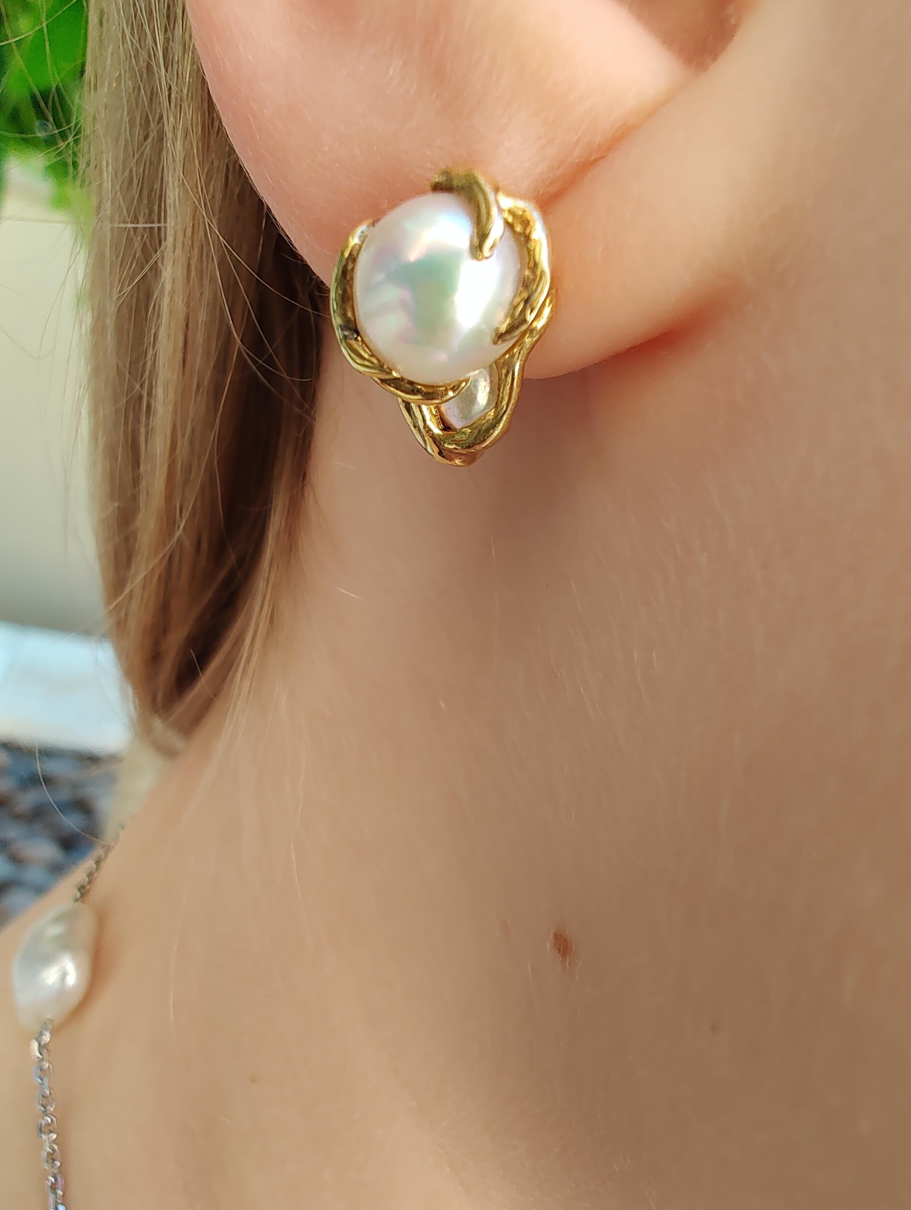 Women's Baroque South Sea Pearl Stud Earrings For Sale