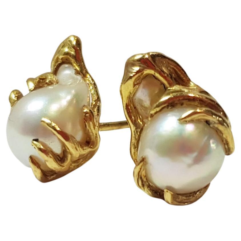 Baroque South Sea Pearl Stud Earrings For Sale