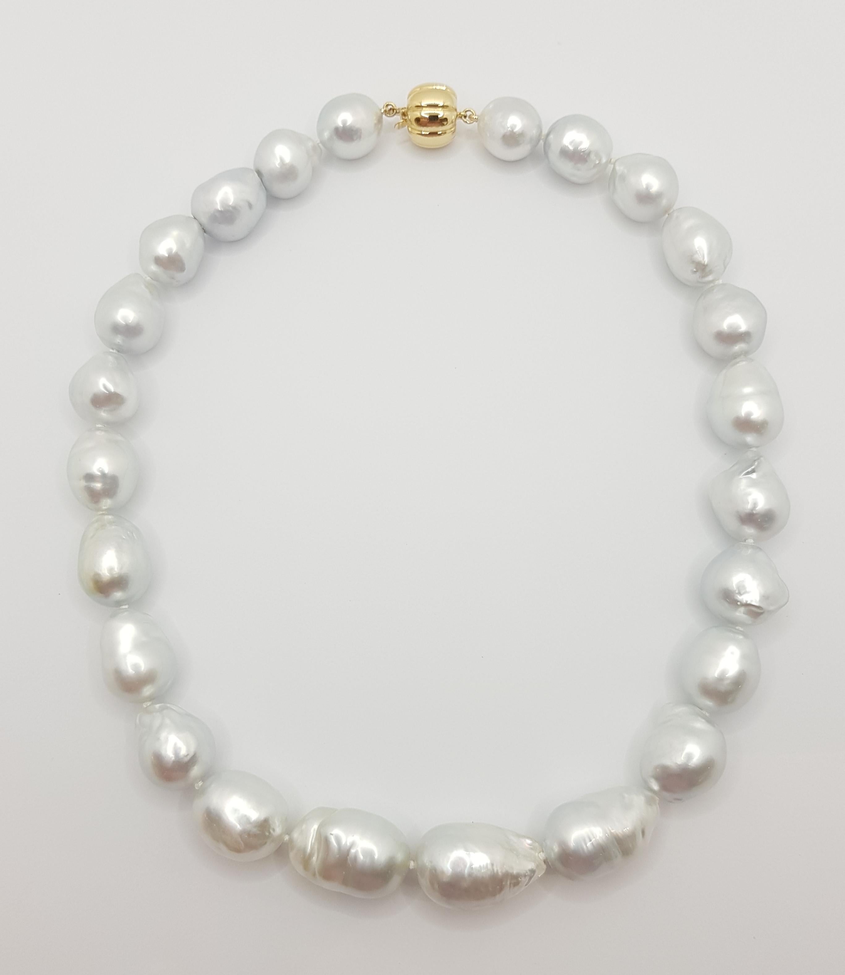 Contemporary Baroque South Sea Pearl with 18 Karat Gold Clasp For Sale