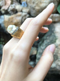Baroque South Sea Pearl with Brown Diamond Ring Set in 18 Karat Gold Settings