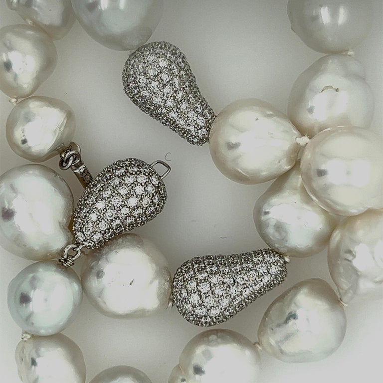 Round Cut Baroque South Sea Pearls with Pavé Diamonds For Sale