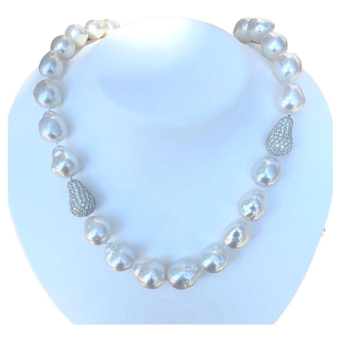 Baroque South Sea Pearls with Pavé Diamonds