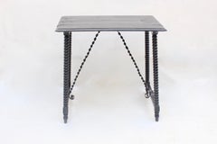 Baroque Spanish Table with Turned Legs and Iron Stretches, 19th Century