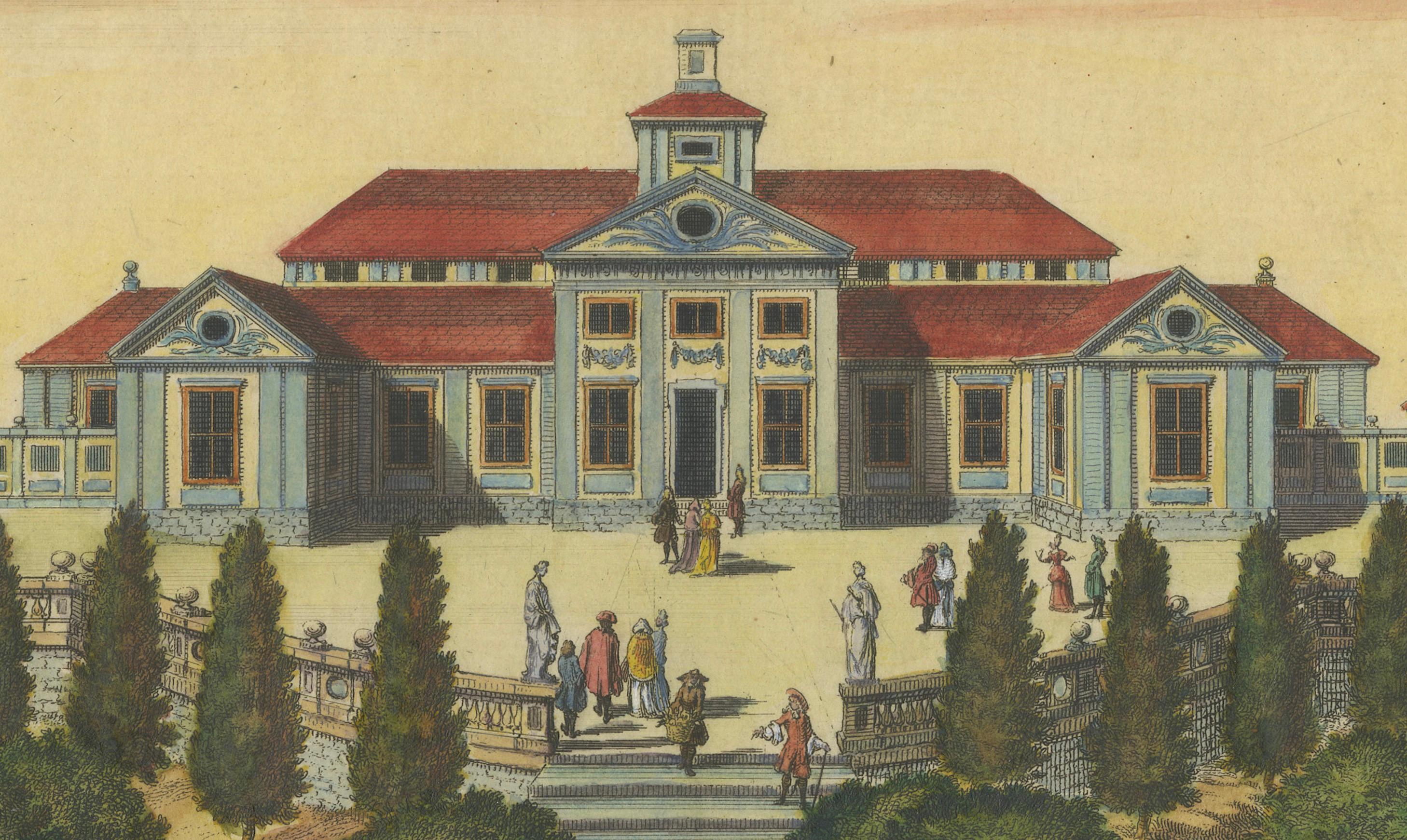 Paper Baroque Splendor: The Östanå Manor in Gränna, 1692 Swidde Engraving For Sale