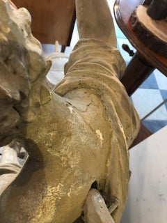 Baroque Statue Angel and Child Figure Stone and Wood