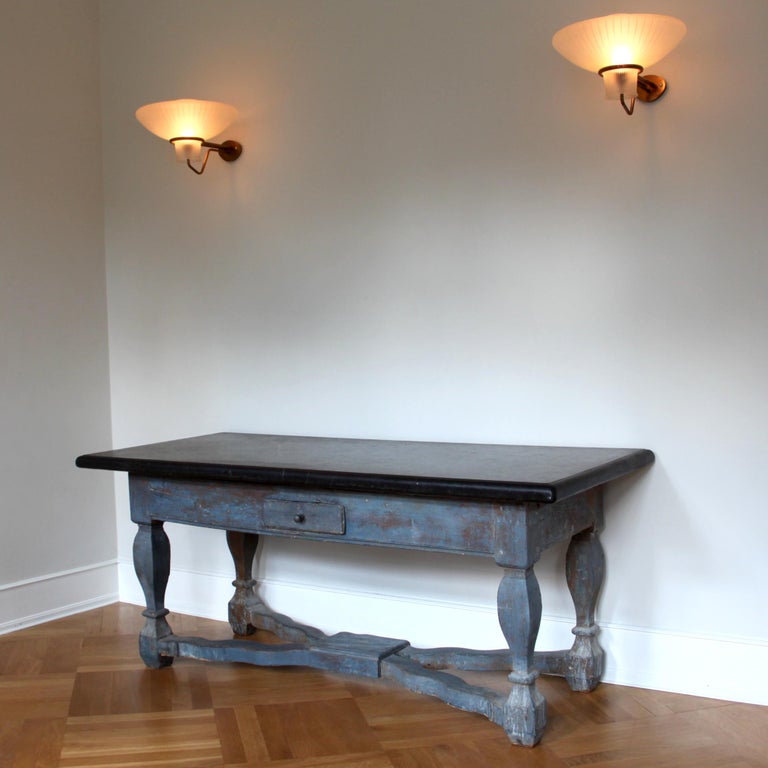 Swedish Baroque Stone Top Table, Sweden, 18th Century For Sale