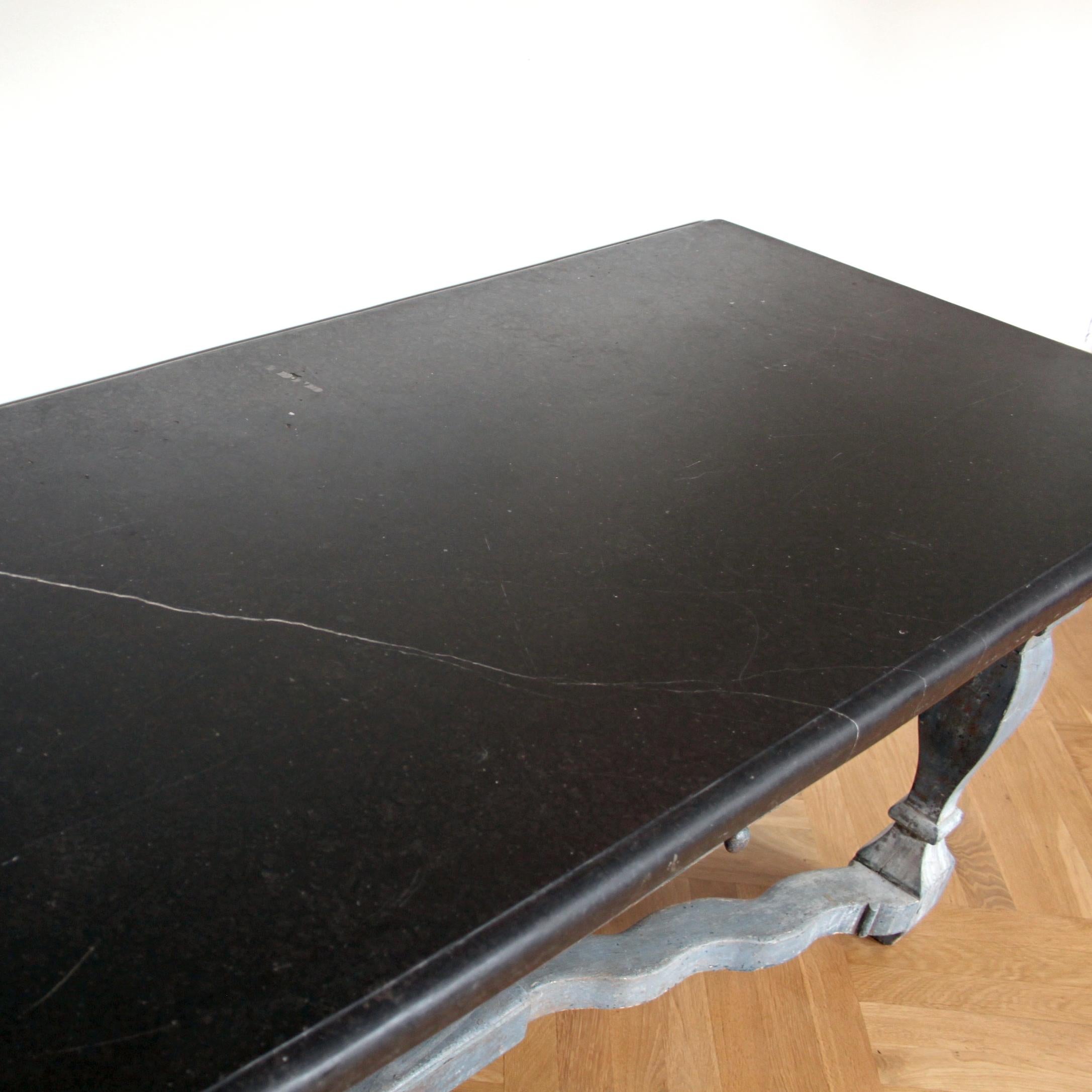 18th Century and Earlier Baroque Stone Top Table, Sweden, 18th Century