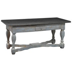 Antique Baroque Stone Top Table, Sweden, 18th Century